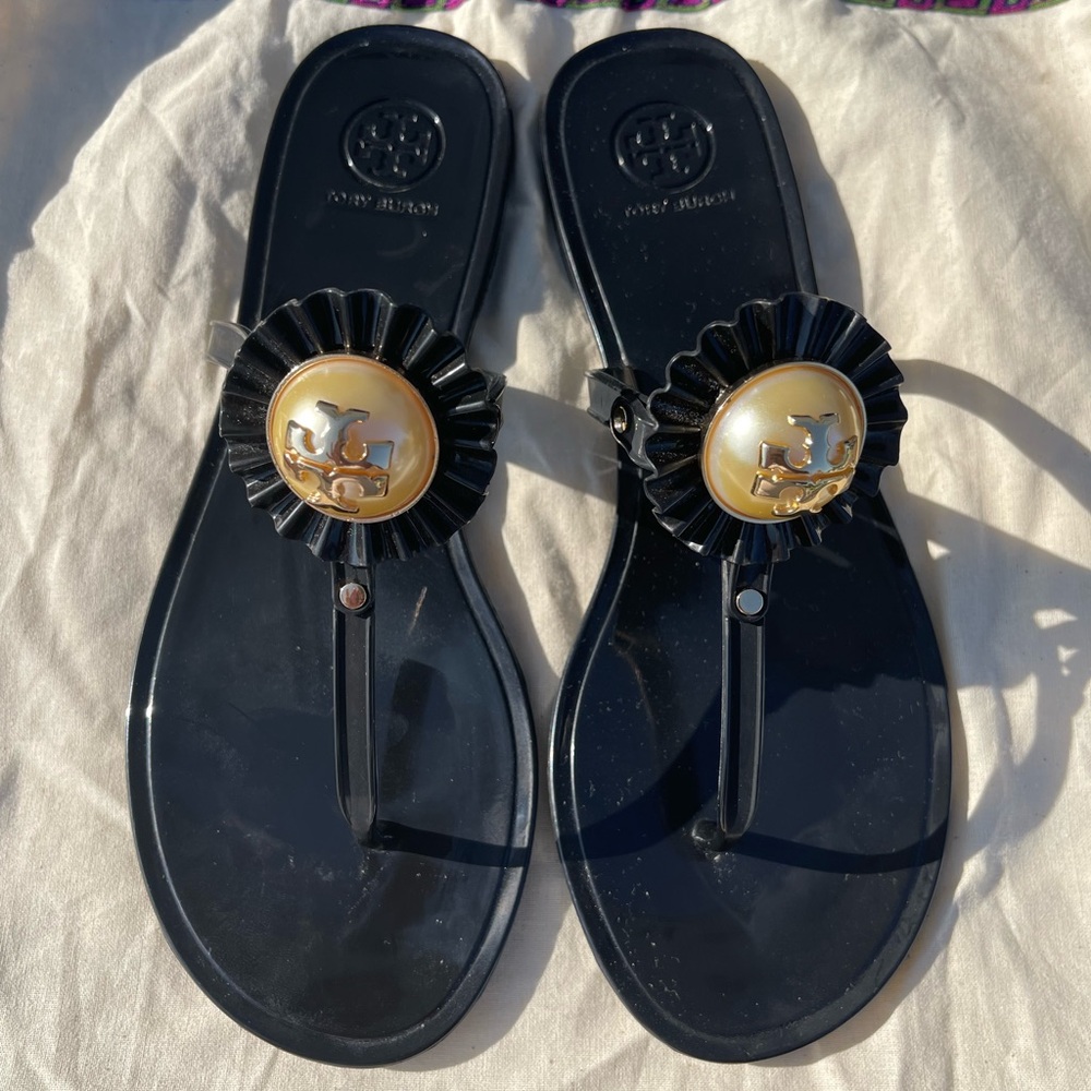 Tory Burch Melody Plastic Thong Sandal, 8, Black